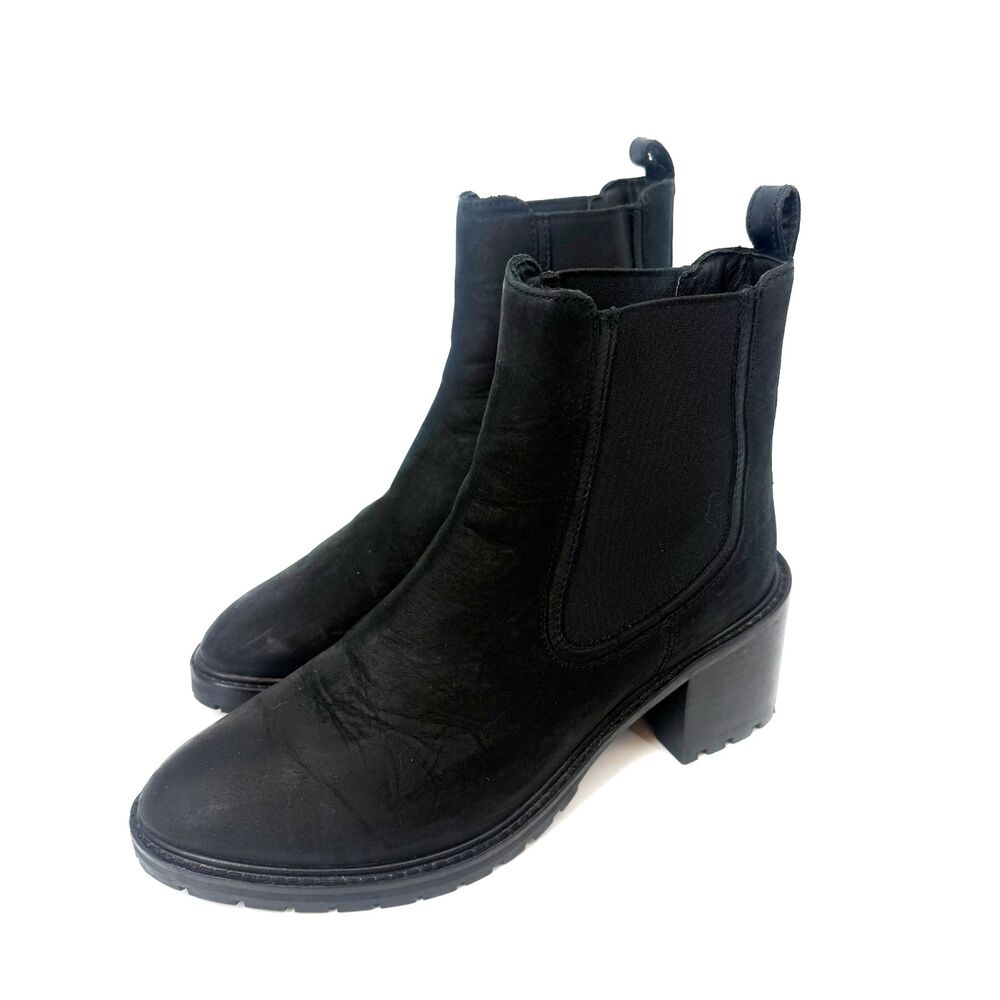 Thursday Boots Leather Chelsea Knockout Women's Black Matte Heel Classic Sz 8.5